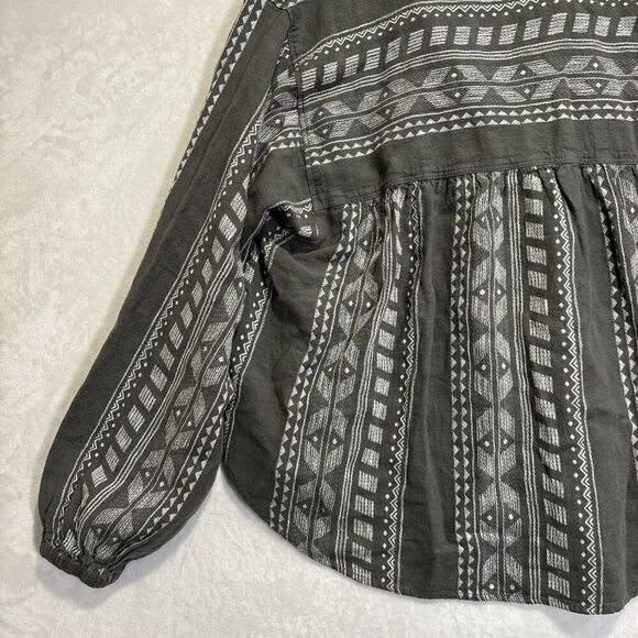 Splendid Women's Olive Green Freesia Long Sleeve Linen Button-Up Shirt Top Small - Picture 9 of 14